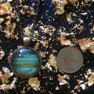 Blue Green Acrylic Pour Necklace